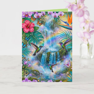 Cartão Cachoeiras de Fantasia da Selva Beija-flores Arco-