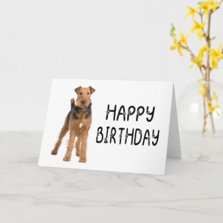 Cartão Cachorrinho Airedale Terrier Fofo Feliz Aniversári