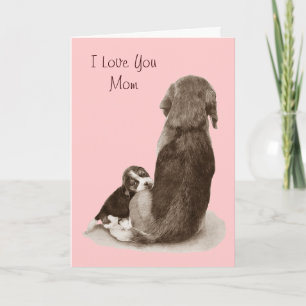 Cartão Cachorrinho beagle fofo com verso para a mamãe