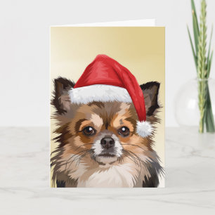 Cartão cachorrinho Chihuahua de Natal com chapéu de Papai
