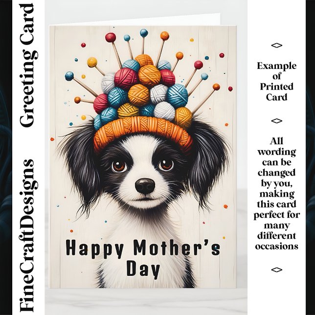 Cartão Cachorrinho Fofo, Chapéu de Tricô CY1 Mãe Personal (Criador carregado)