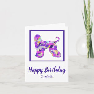 Cartão Cachorro Afegão Silhouthday Rosa Purple