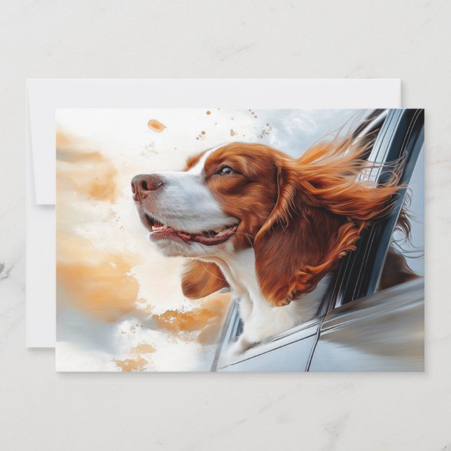 Cartão Cachorro Alegre no Vento Impressão de Arte (Frente)