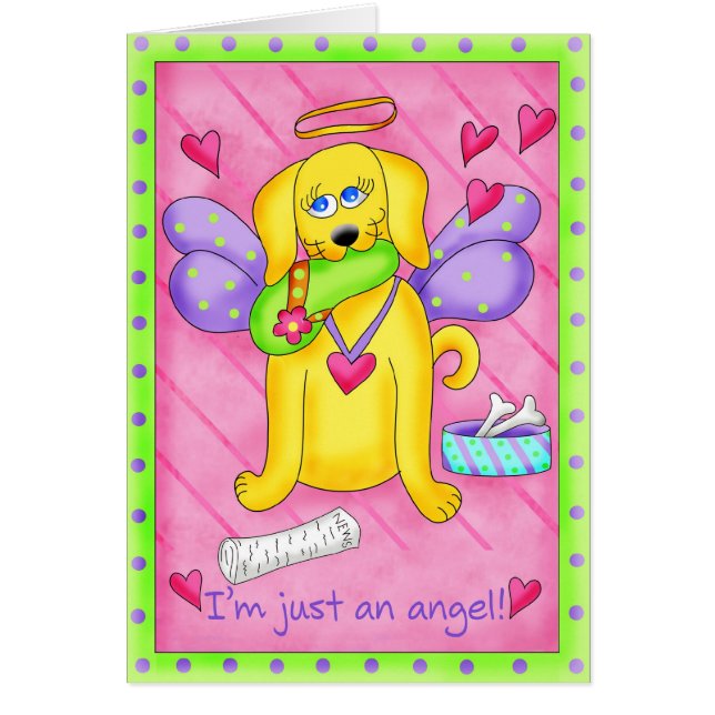 Cartão Cachorro Amarelo do Ouro Angel com Calçado (Frente)