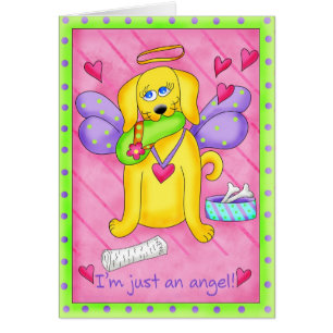 Cartão Cachorro Amarelo do Ouro Angel com Calçado