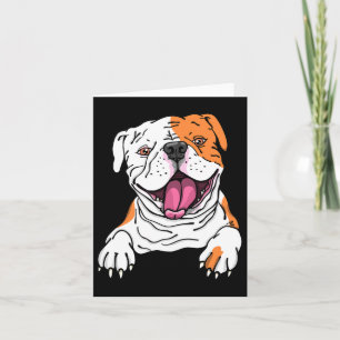 Cartão Cachorro Americano Bulldog Inglês Sorridente Amant