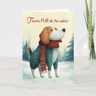 Cartão Cachorro Andador Natal Obrigado Beagle Cachecol Ve