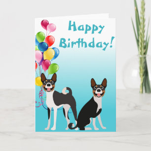 Cartão Cachorro Animal Basenji Hound de Aniversário com B