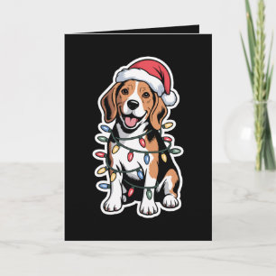 Cartão Cachorro Beagle De Natal Chapéu Do Papai Noel Luze