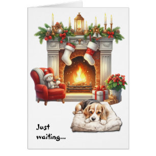 Cartão Cachorro Beagle Esperando o Natal