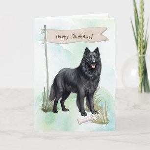 Cartão Cachorro Belga No Exterior Sob Sinal De Aniversári