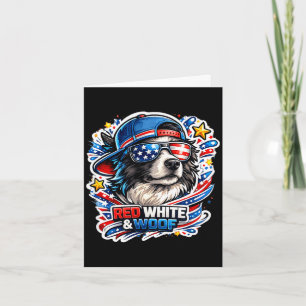 Cartão Cachorro border collie engraçado vermelho branco e