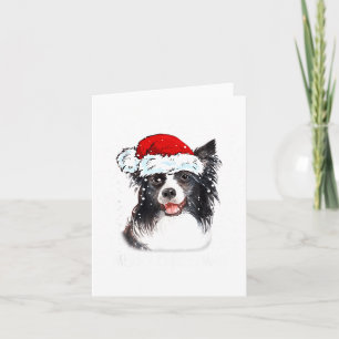Cartão Cachorro Border Collie Papai Noel Luzes de Natal M