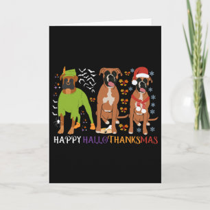 Cartão Cachorro Boxer Feliz Hallothanksmas Natal Amante d