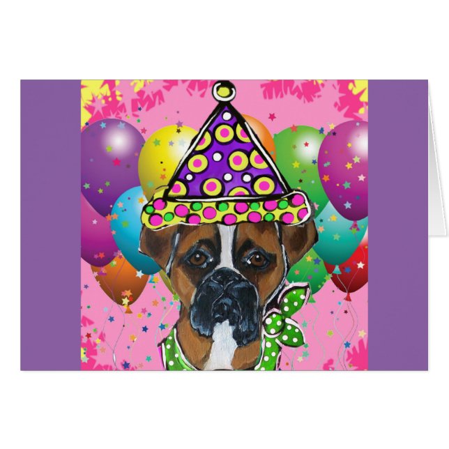 Cartão Cachorro Boxer Festa Cachorro (Frente Horizontal)