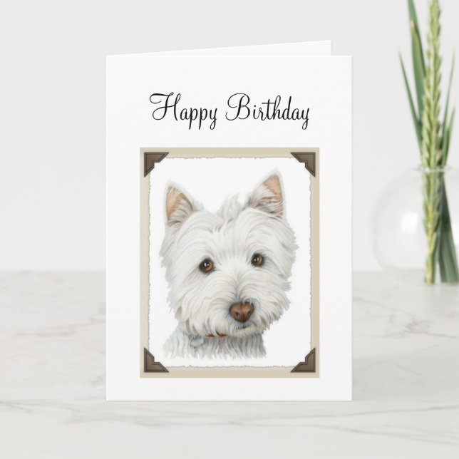 Cartão Cachorro branco com bordas rasas de papel design (Frente)