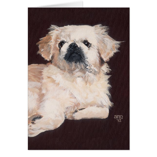 Cartão Cachorro Branco de Pekingese (Frente)