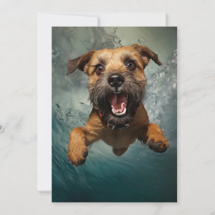 Cartão Cachorro Brincalhão Nadando Embaixo d'Água Design