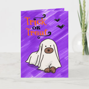 Cartão Cachorro Cachorro Cujo Fantasma Costume De Hallowe