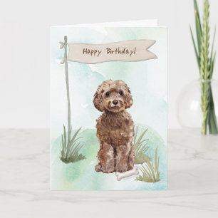 Cartão Cachorro Castanho Sob Sinal De Aniversário