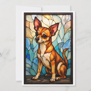 Cartão Cachorro Chihuahua Bege Estilo Vidro Colorido