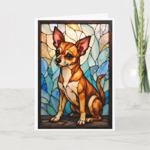 Cartão Cachorro Chihuahua Bege Estilo Vidro Colorido