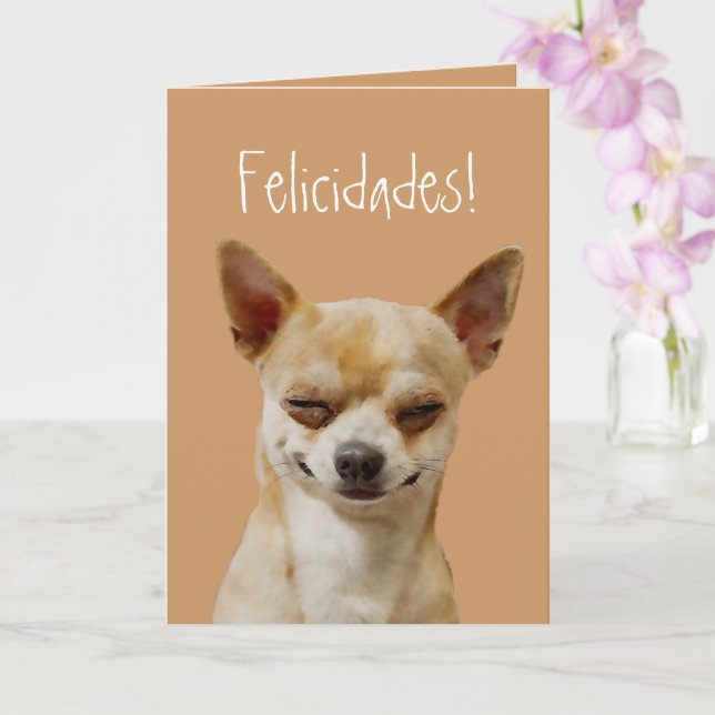 Cartão Cachorro Chihuahua engraçado para personalizar par (Orquídea)