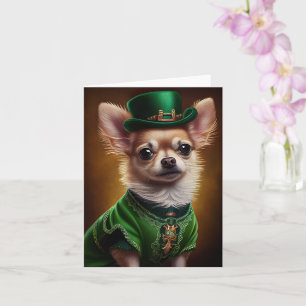 Cartão Cachorro Chihuahua vestido para o Dia de São Patrí