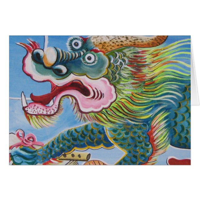 Cartão Cachorro chinês/Cartão Mural do Guardião do Leão (Frente Horizontal)