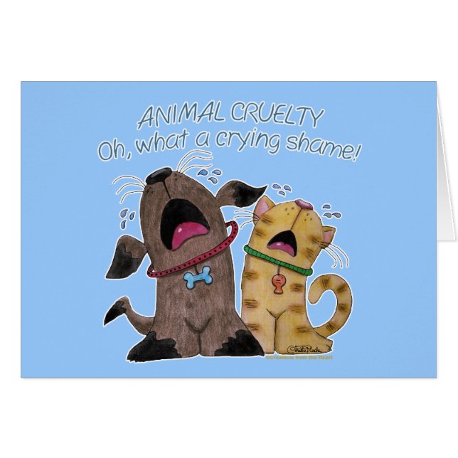 Cartão Cachorro Chorando e Gato - Que vergonha chorar (Frente Horizontal)