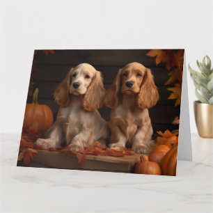Cartão Cachorro Cocker Spaniel Delícia de Outono Abóbora