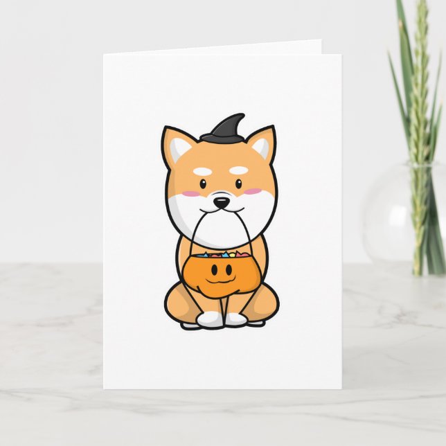 Cartão Cachorro com Doce ou Travessura (Frente)