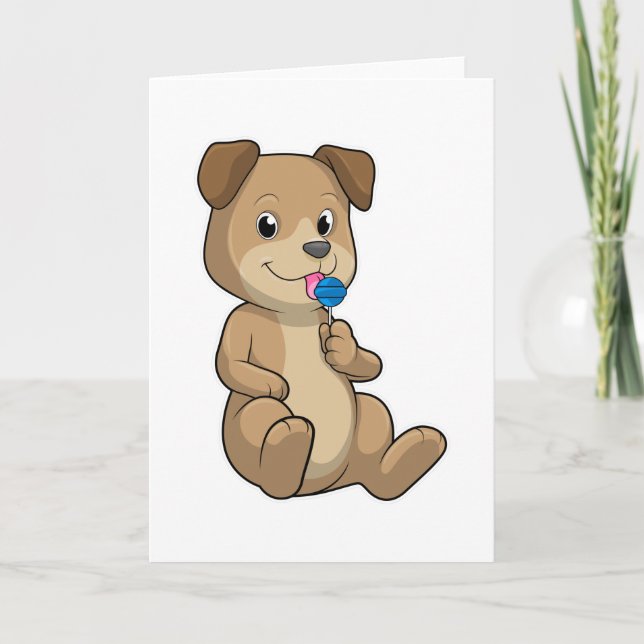 Cartão Cachorro com Doces Chupa-Chupa (Frente)
