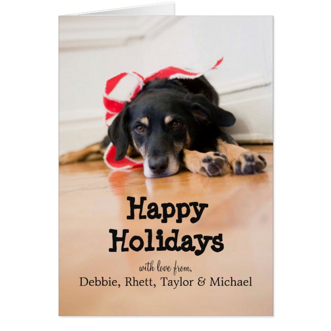 Cartão Cachorro com fitas de Natal (Frente)