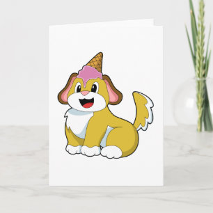 Cartão Cachorro com sorvete de waffle