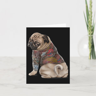 Cartão Cachorro Com Tradicional Tatuagem De Dragão Japonê