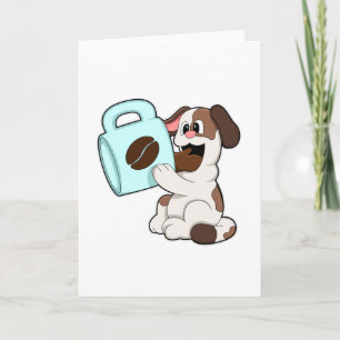 Cartão Cachorro com xícara de café