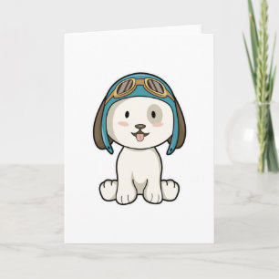 Cartão Cachorro como Aviador com Chapéu & Óculos