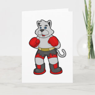 Cartão Cachorro como Boxeador com luvas de boxe