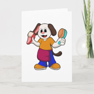 Cartão Cachorro como cabeleireiro com navalha