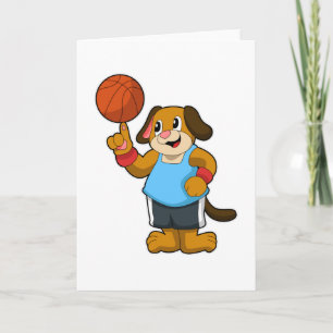 Cartão Cachorro como jogador de basquete com bola de basq
