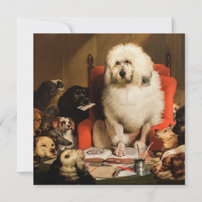 Cartão Cachorro como juiz que determina a lei em tribunal (Frente)