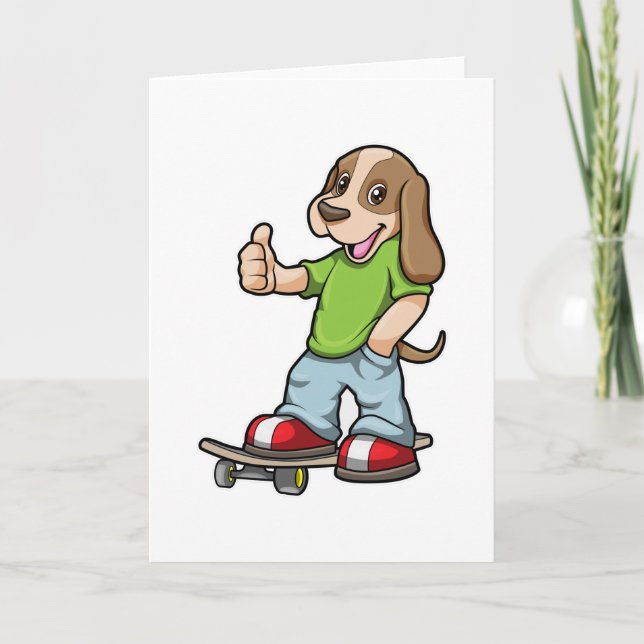 Cartão Cachorro como Patinador com Skate (Frente)