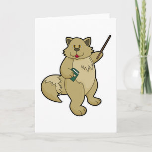 Cartão Cachorro como professor com livro e ponteiro