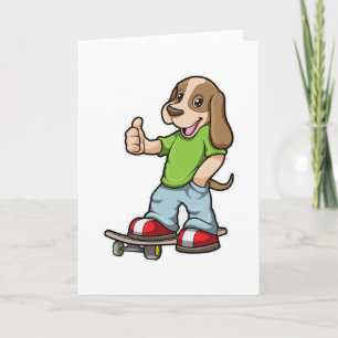 Cartão Cachorro como skater com skate
