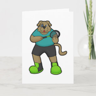 Cartão Cachorro como Tênis com raquete Tênis