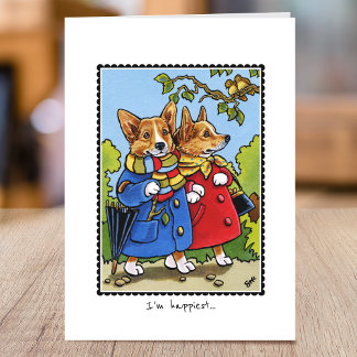 Cartão Cachorro Corgi Whimsical Com Amor Personalizado