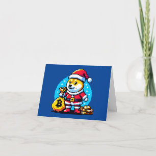 Cartão Cachorro Cripto Festivo - Design de Natal em Pixel