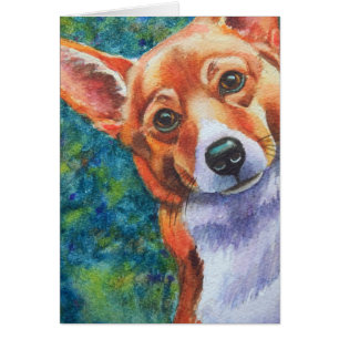 Cartão Cachorro Curioso Corgi