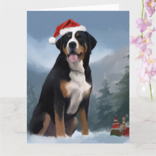 Cartão Cachorro da Grande Suíça no Natal da Neve